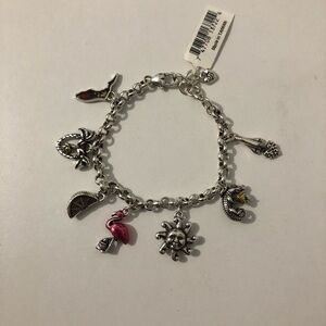 NWT Brighton Florida State Sun & Tropical Charm Bracelet With Pink Flamingo